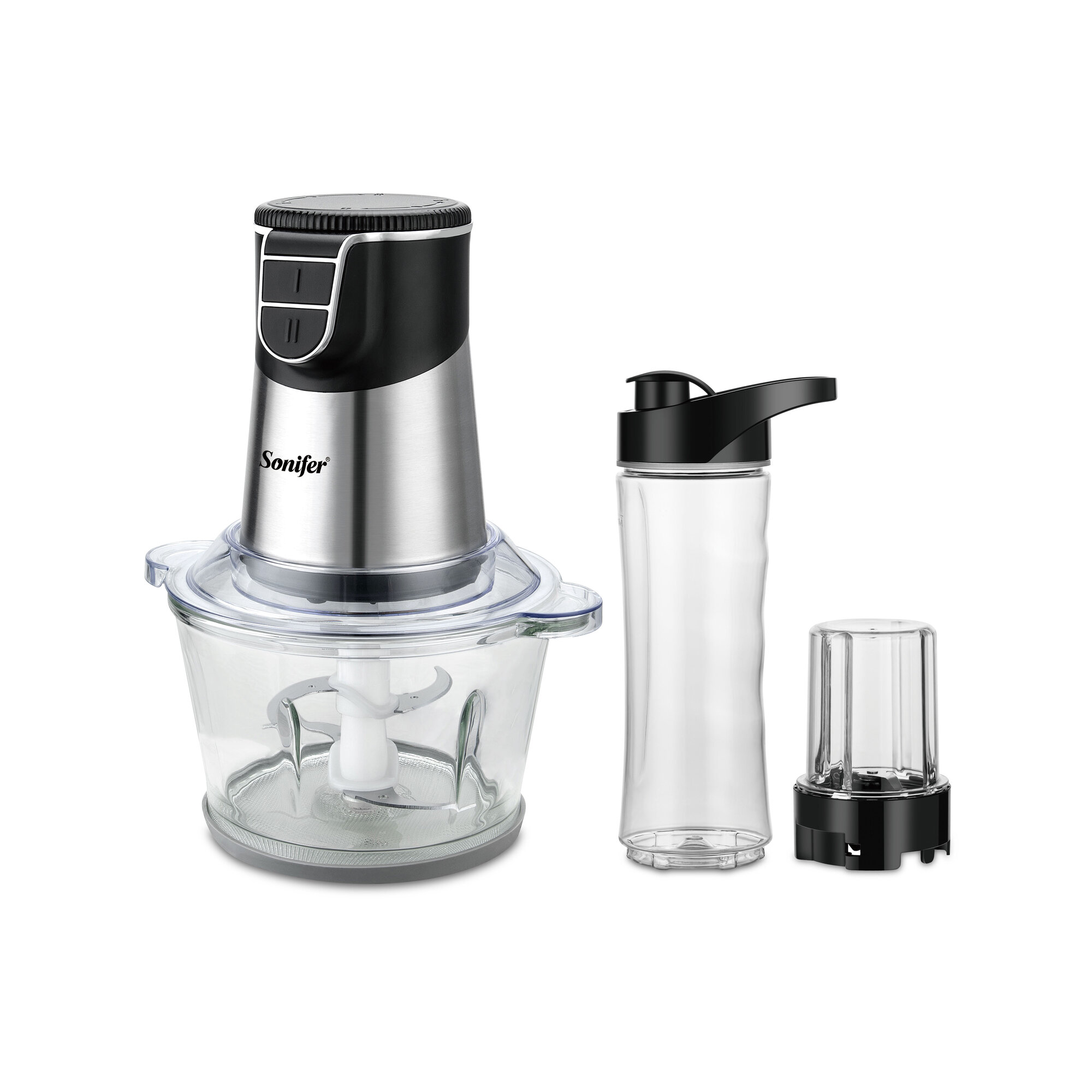 Измельчитель с кофемолки, Sonifer SF-8148, 1.8л, 2 скорости, с насадками, автоблокировка — фото 1