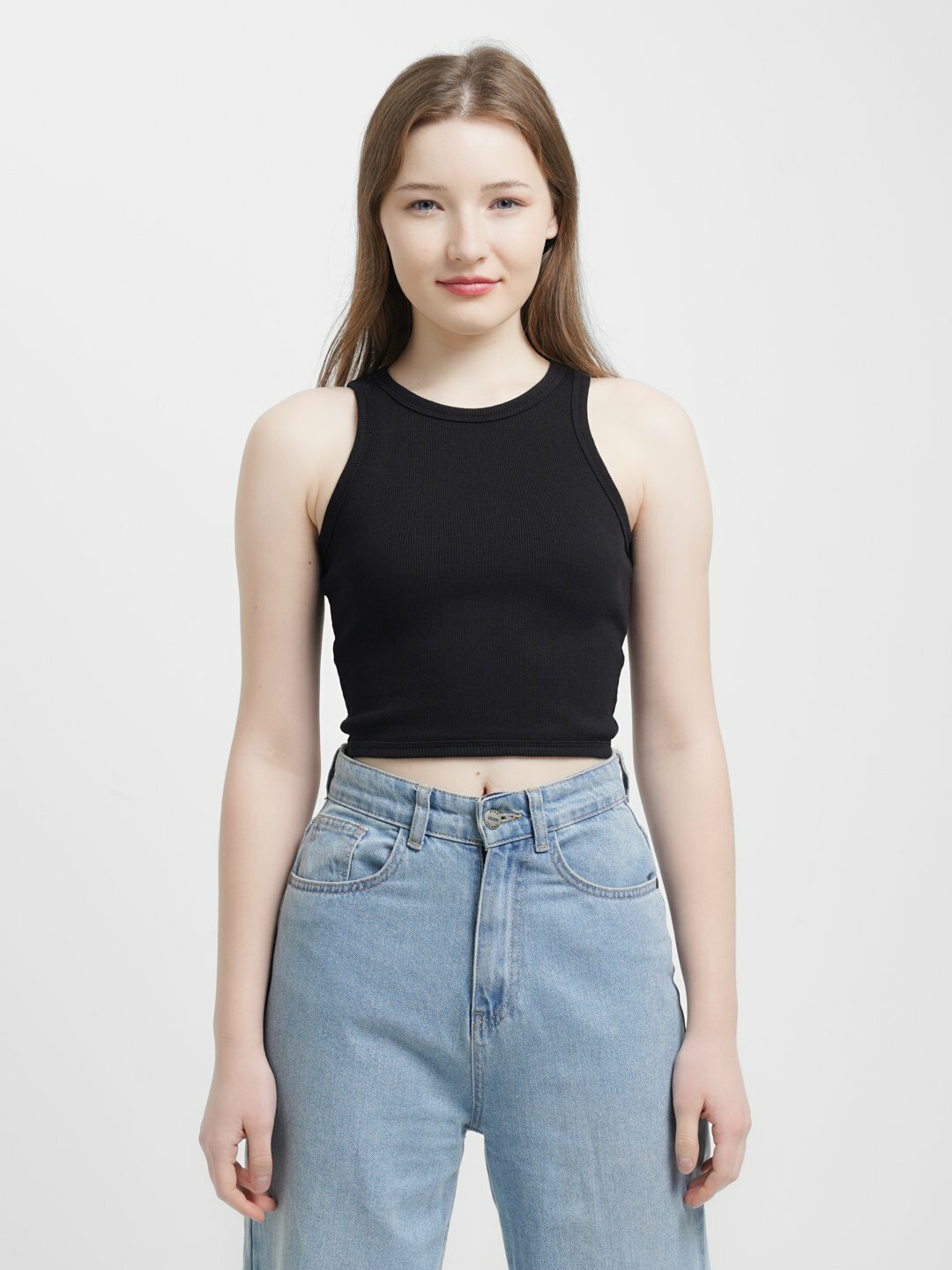 Кроп-топ, 1 шт., размер L,M,S, розовый 02А — фото 1