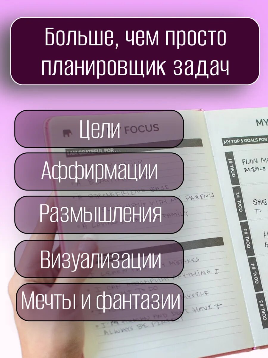 Планировщик ежедневник на английском, недатированный планинг, твердый переплет, черный — фото 1
