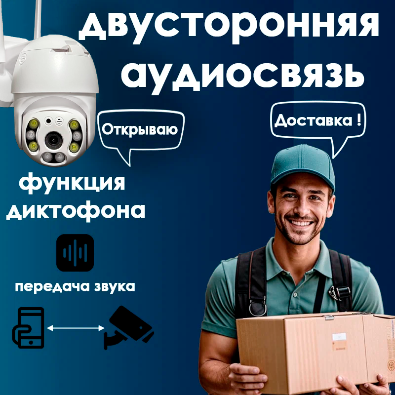 Камера видеонаблюдения WIFI с ночным режимом/FULLHD/ ДАТЧИК ДВИЖЕНИЯ — фото 1