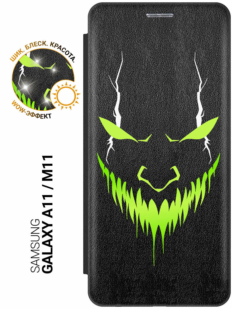 Чехол-книжка на Samsung Galaxy A11 / M11 с принтом "Evil Face" черный