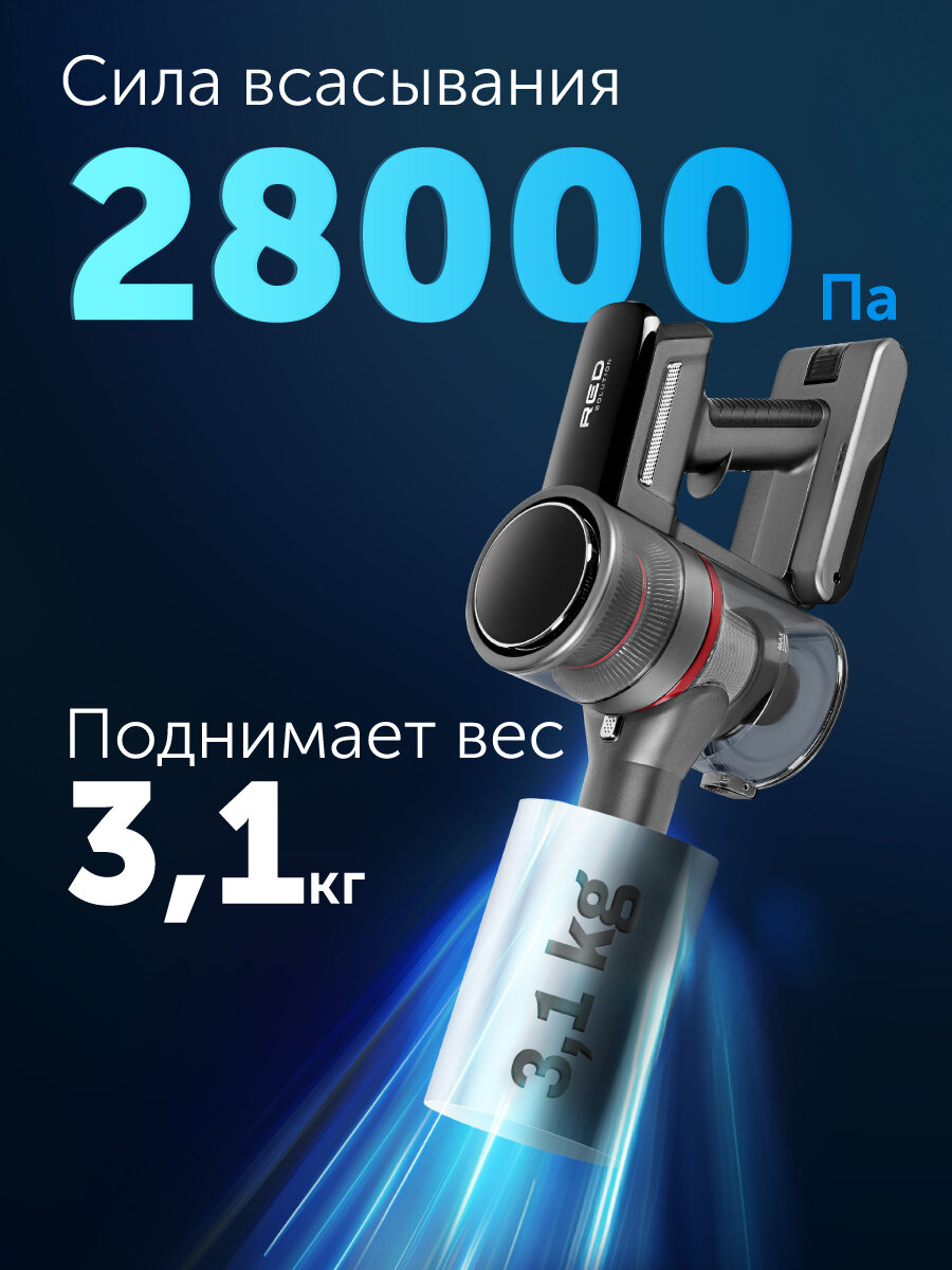 Вертикальный пылесос RED SOLUTION V3070, сухая уборка, 45 минут работы, 350Вт — фото 1