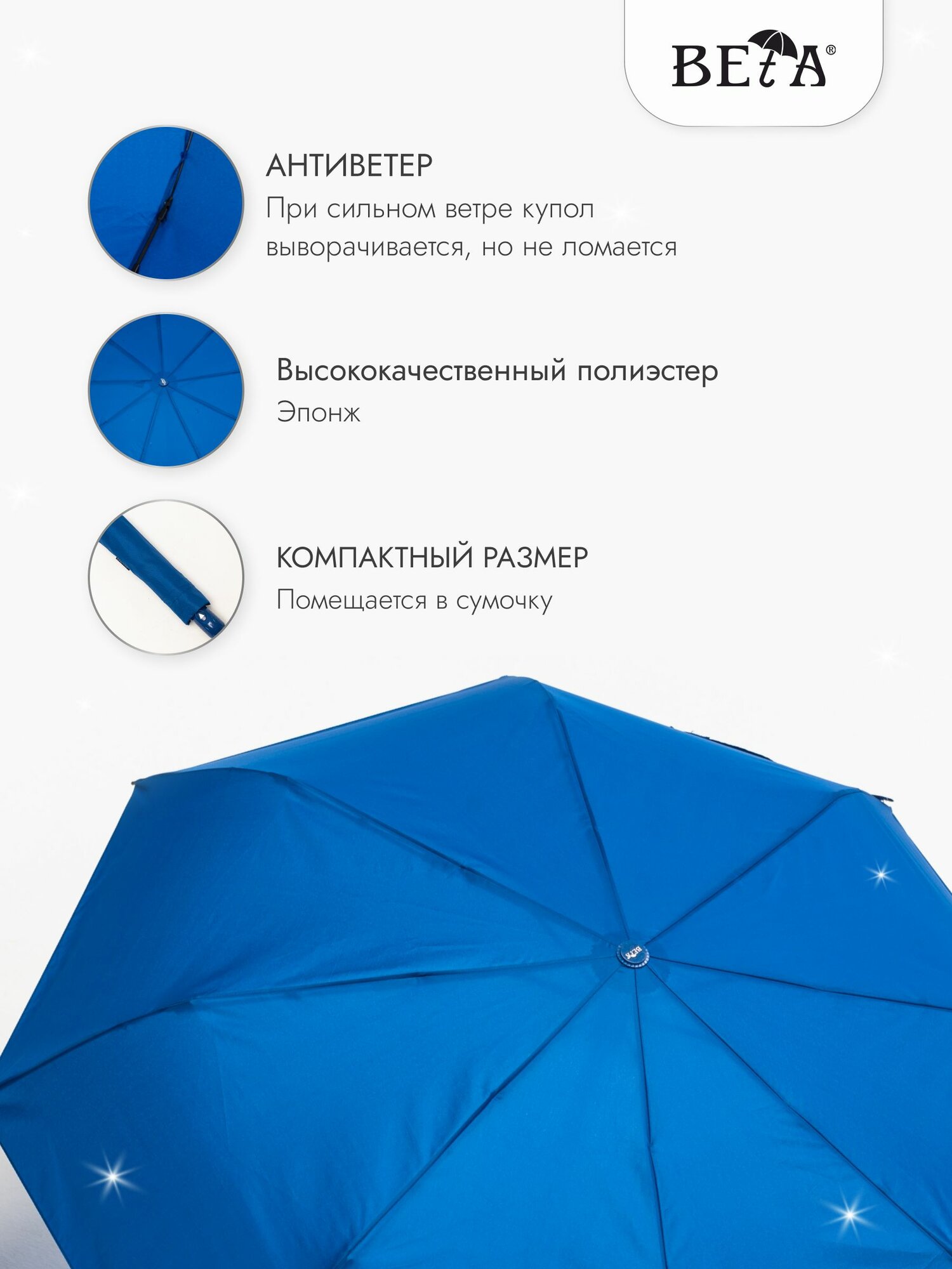 Мини-зонт GALAXY OF UMBRELLAS, синий — фото 1