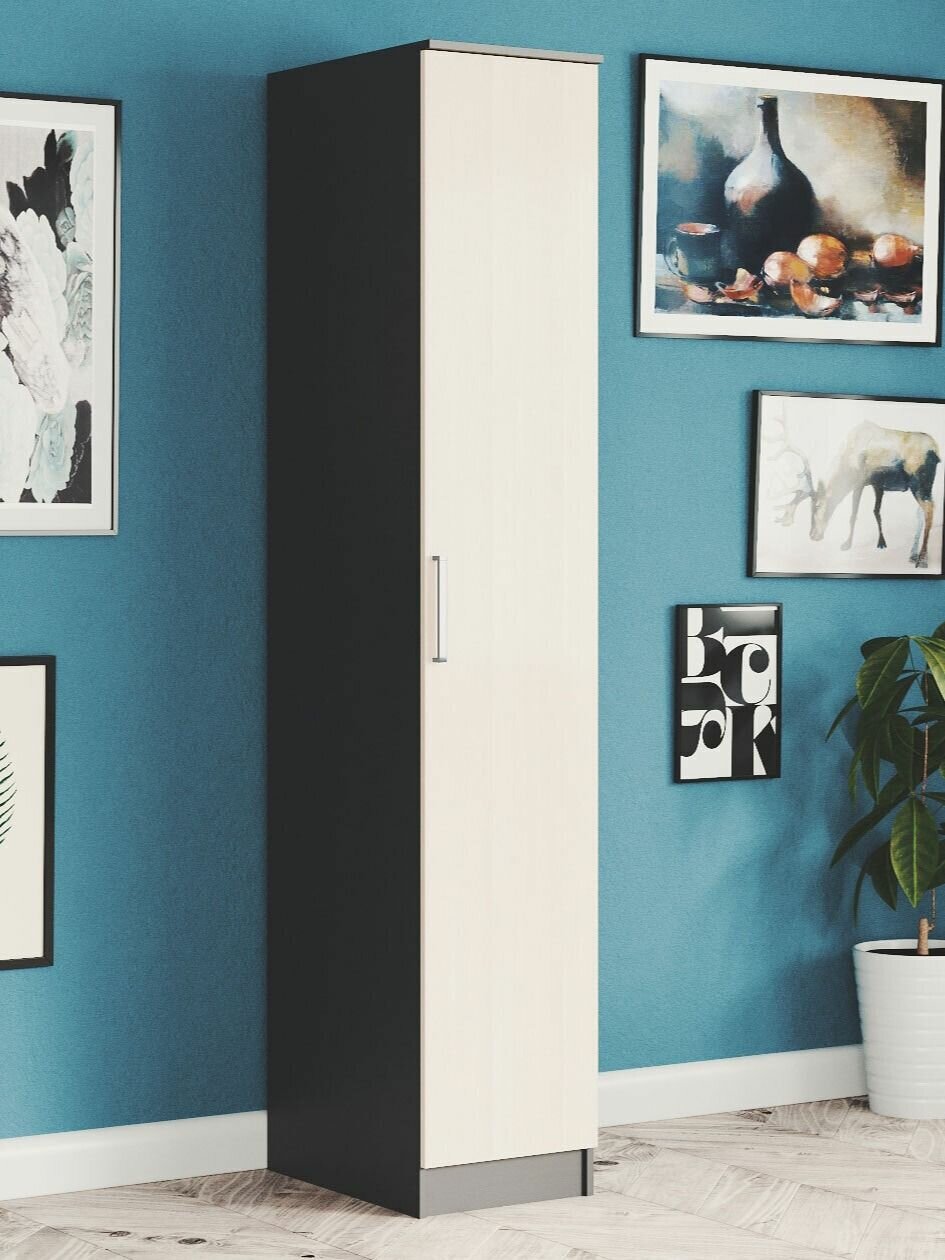 Шкаф-пенал распашной для одежды Фиеста с полками 40х61х222 см Венге / Лоредо