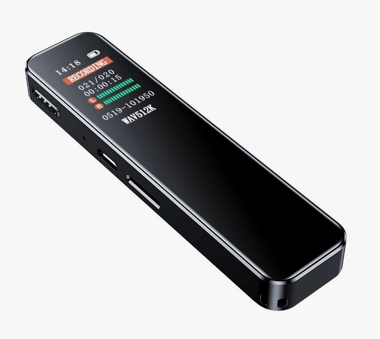 Диктофон профессиональный электронный CRP компактный размер, с mp3 плеером на аккумуляторе