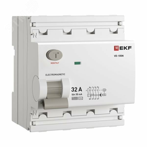 Выключатель дифференциального тока ВД-100N 4P 32А 30мА тип AC эл-мех 6кА PROXIMA