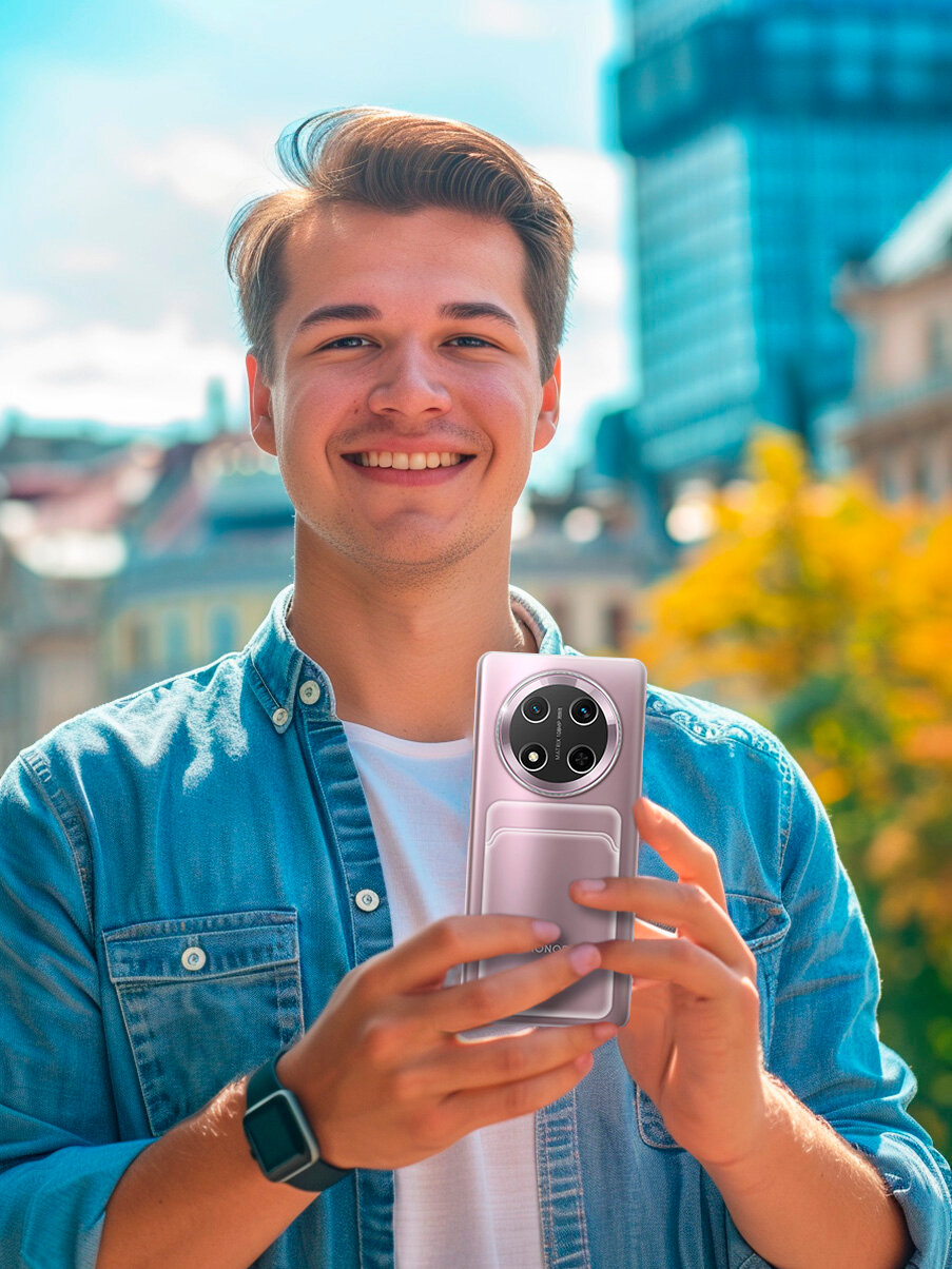 Силиконовый чехол на Honor X9C с карманом для карты прозрачный — фото 1