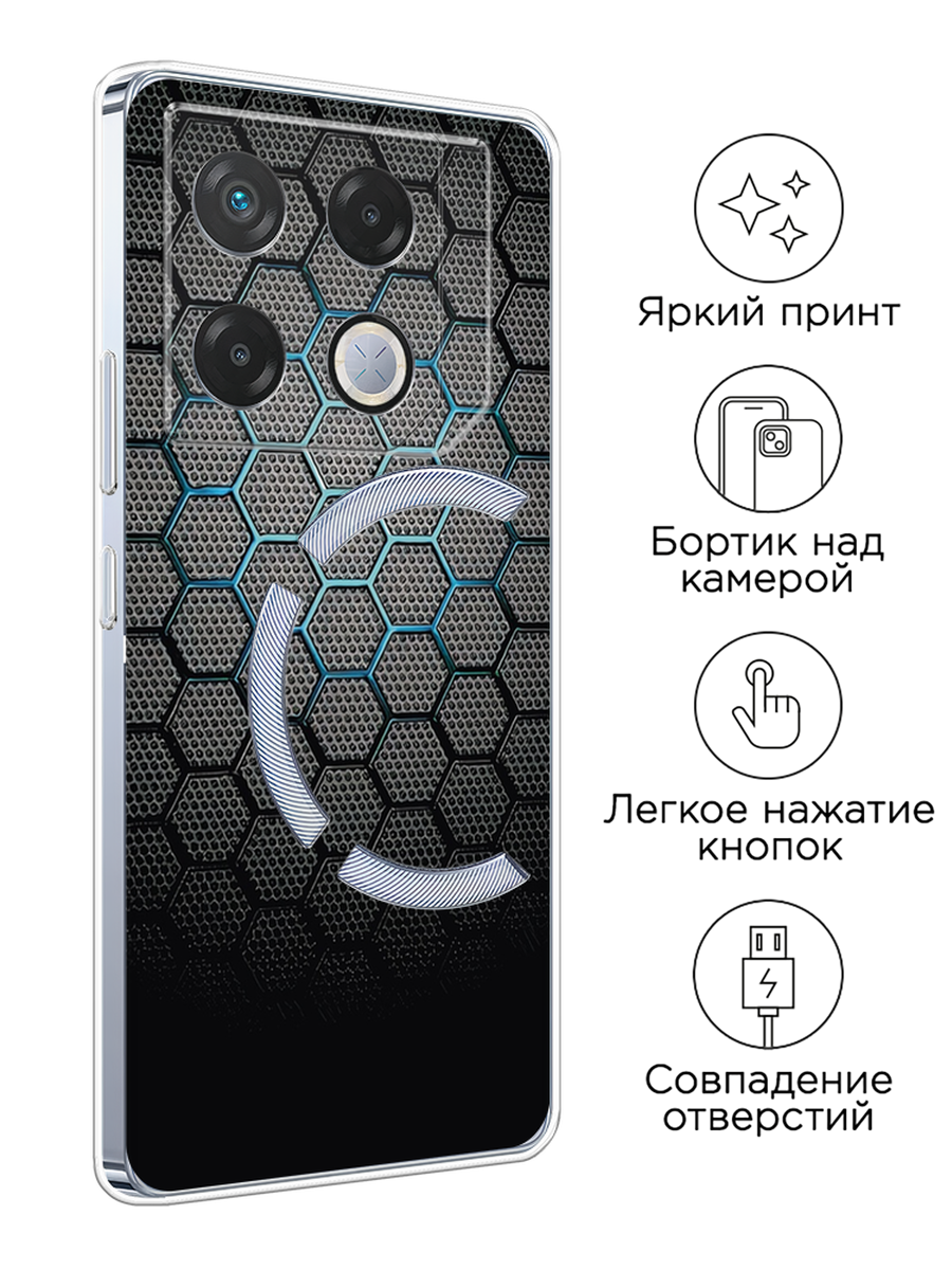 Чехол на Infinix GT 20 Pro / Инфиникс GT 20 Pro с принтом Бирюзовые соты — фото 1