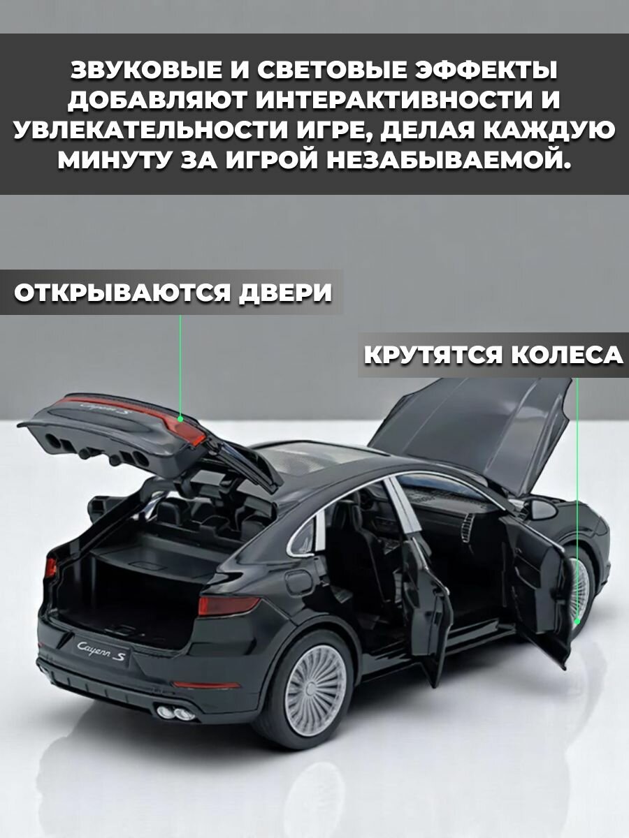 Модель машинки инерционная Porsche Cayenne Чёрная1:24 — фото 1