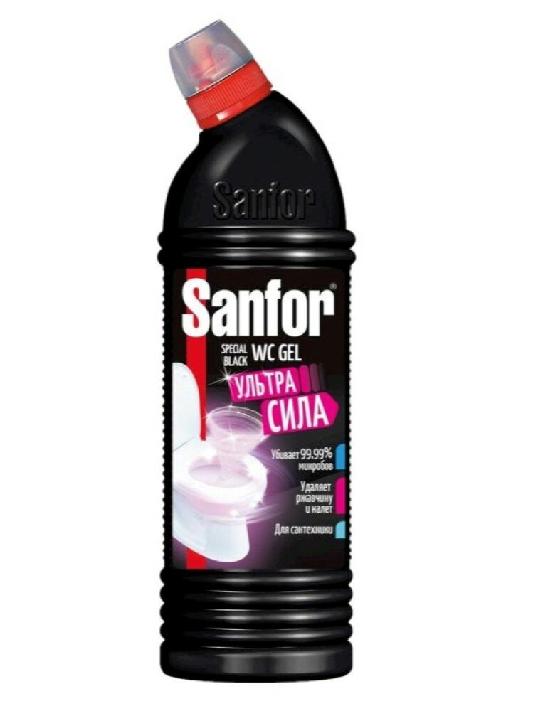 Sanfor WC Gel Гель для чистки сантехники жидкий Special Black Ультра сила 1 кг