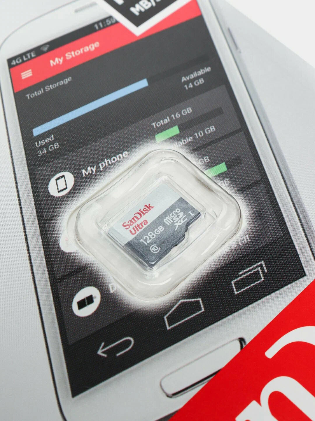 Флэш-накопитель для телефона, Флэш-карта SanDisk Ultra MicroSDXC 128ГБ, Скорость чтения до 100 МБ/с — фото 1