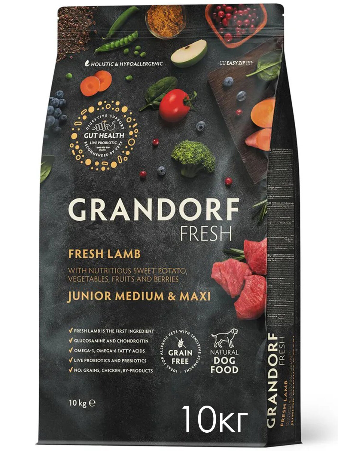 GRANDORF Fresh Med&Maxi Junior Lamb&Potato Корм сух. ягненок, батат д/юниор. сред/круп. пор.10кг
