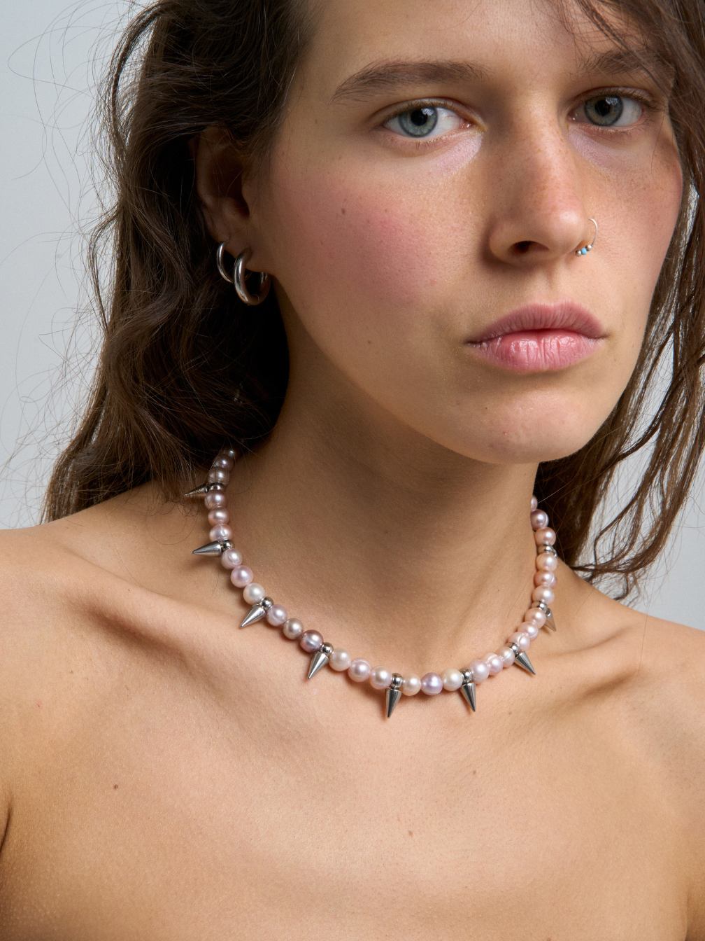 Чокер RESURS, жемчуг пресноводный, длина 40 см, серебряный, розовый — фото 1