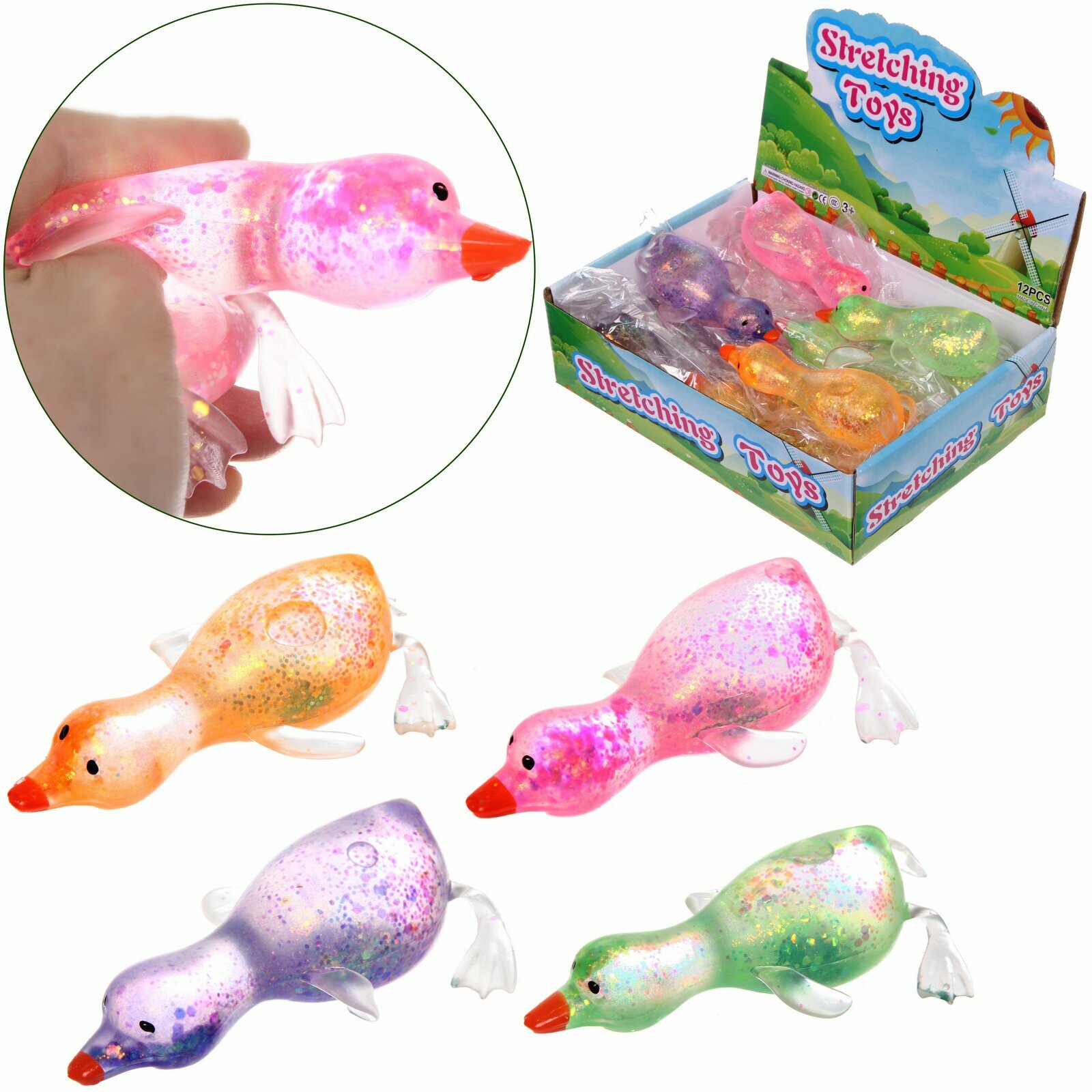 Игрушка-антистресс "Гусь" 15см, разноцветный принт, мягкая резина