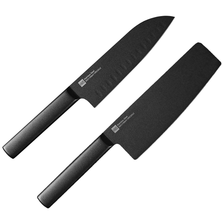 Картинки Набор кухонных ножей Black Heat Knife Set HU0015, 2 ножа в комплекте, черный