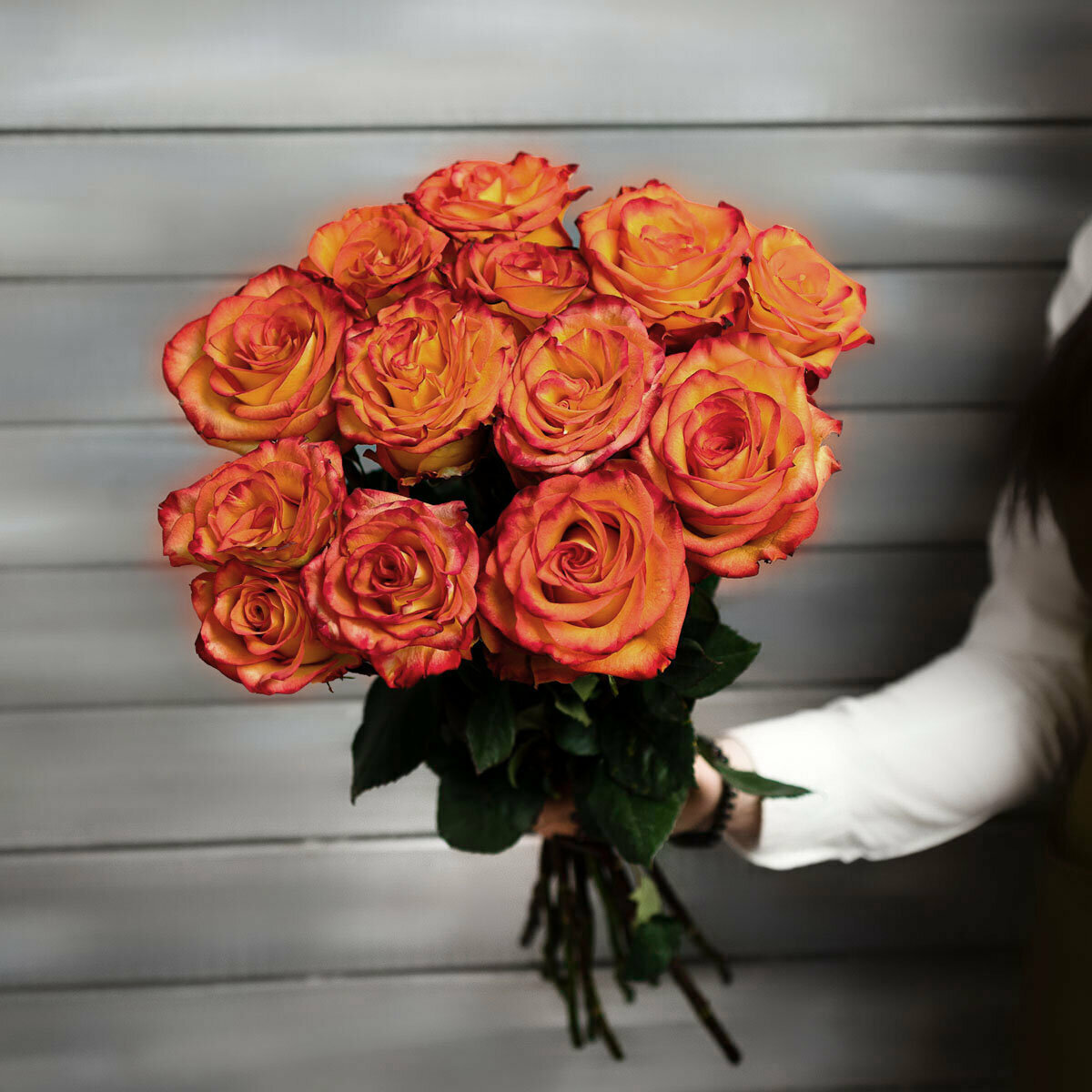 Монобукет Букет Маркет "Эквадор" розы 13 роз 50см оранжевый