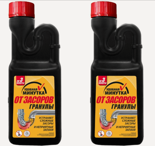 Изображение товара Удобная Минутка TURBO гранулы от засоров, 600 г, 2 шт.