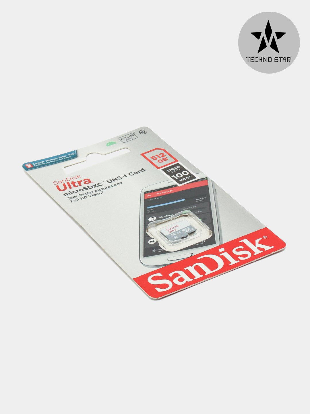 Флешка Sandisk Ultra, 512Гб, 100 Мб/с, microSDXC, UHS-I card — фото 1