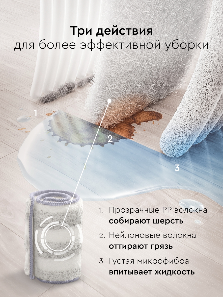 Насадки Hauswell Tri-Clean для швабры Smart Mop, комплект из 2 шт — фото 1