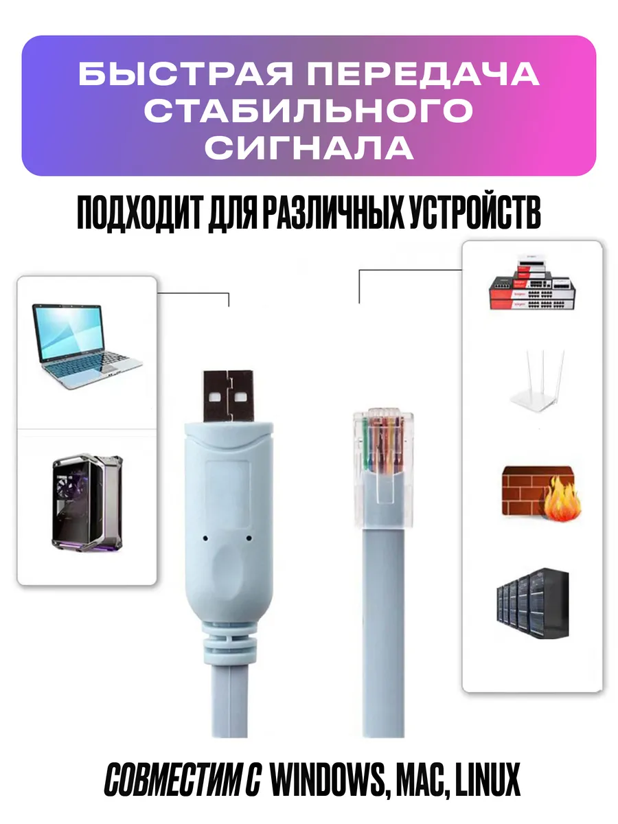 Кабель адаптера консоли USB к RJ45 и RS232 — фото 1