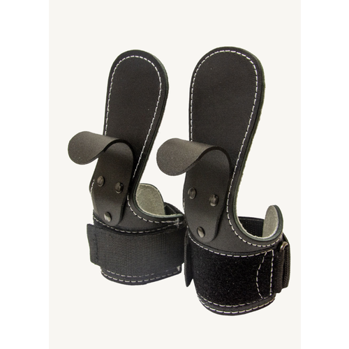 Крюки для перекладины и тяги ReKoy FG006 кожаные черные, 2 шт.