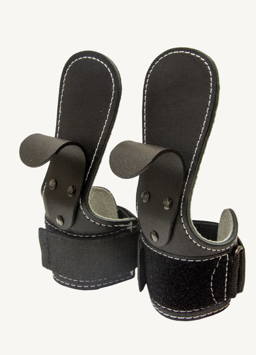 Крюки для перекладины и тяги ReKoy FG006 кожаные черные, 2 шт.