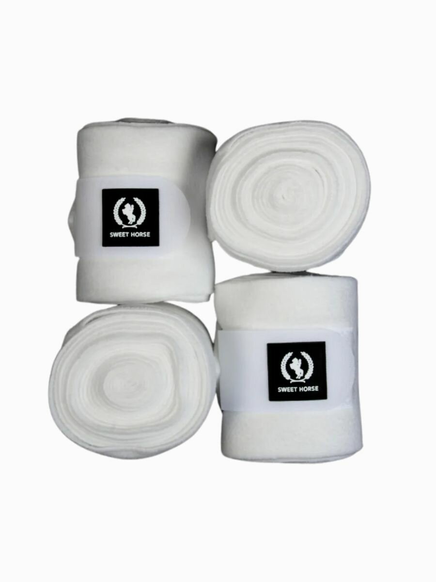 Sweethorse / Бинты для лошади флисовые, белые, 3м х 12см, 4шт — фото 1