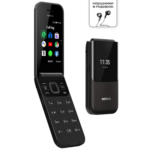 Телефон кнопочный Nokia 2720 Flip раскладной Bluetooth SIM 2 2 экрана черный цвет 349000₽
