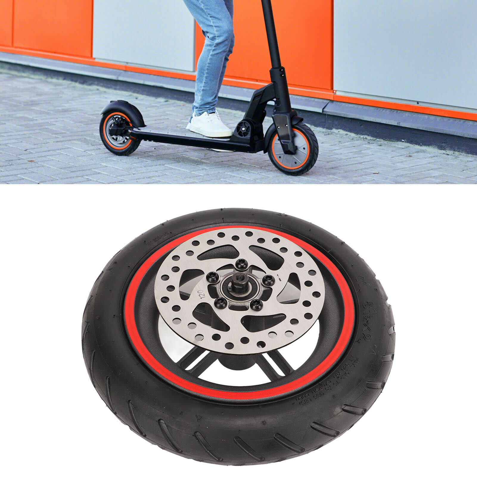 Картинки Электрическое задняя колеса с электрическим скутером с 120 -миллиметровым тормозным диском красной пневматической шиной для Xiaomi Pro Pro2 M3