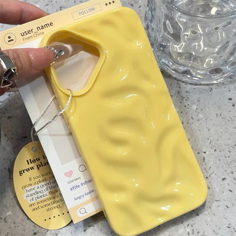 Модный чехол для телефона с 3D морщинистой текстурой для iPhone 16 15 14 13 12 11 Pro Max 16 Plus мягкая силиконовая противоударная задняя крышка в форме конфет YL For iPhone 15Pro Max