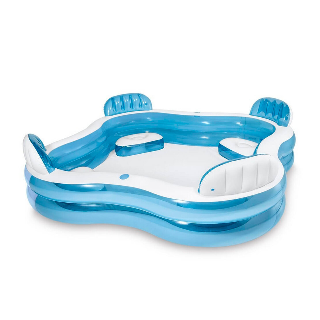 Бассейн надувной Intex Swim Center Family Lounge 56475 229х229х66 см 990 л 4 надувных сиденья со спинками синий