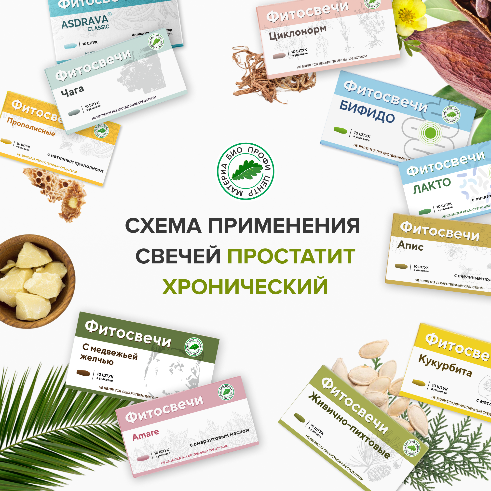 Набор свечей При хроническом простатите 17 уп курс свечи Прополисные с амарантовым маслом Циклонорм и др