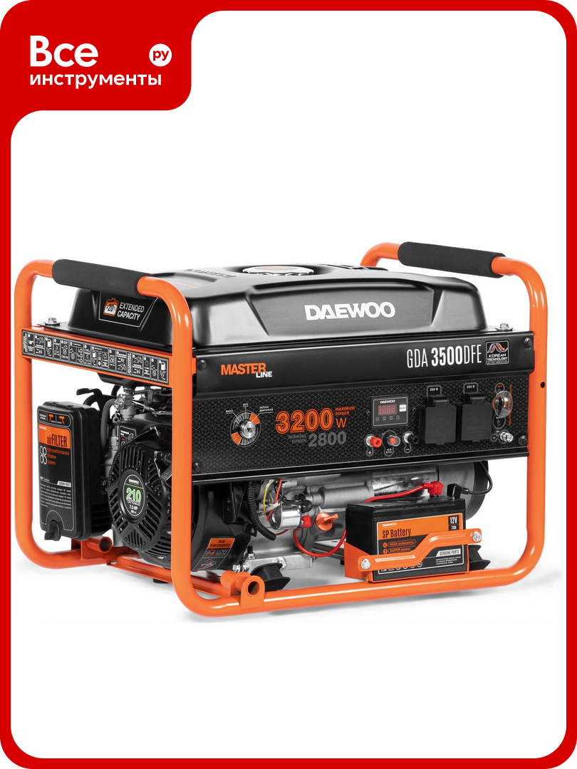 Двухтопливный генератор Daewoo Бензин + Газ GDA 3500 DFE