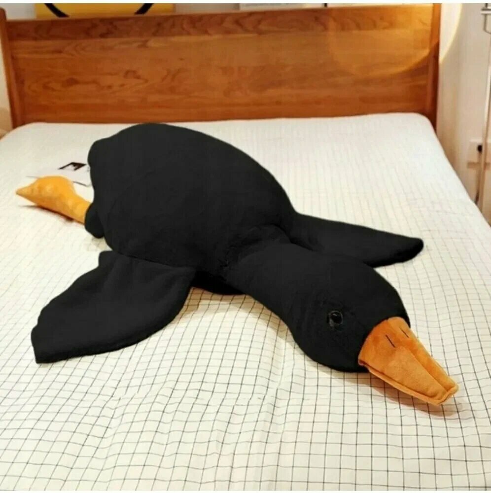 Мягкая игрушка подушка Гусь обнимусь, черный 190 см.