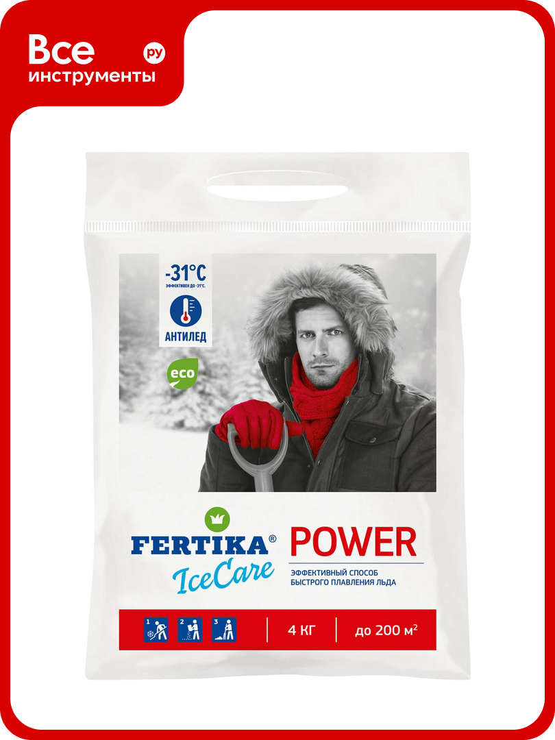 Противогололедный реагент Fertika ICECARE POWER 4 кг Ф03551