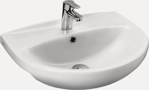 Изображение товара Мебельная раковина Santek Антик 55 подвесная, фарфоровая, со встроенным сливом-переливом, белая, глянцевая, раковина для ванной, полукруглая