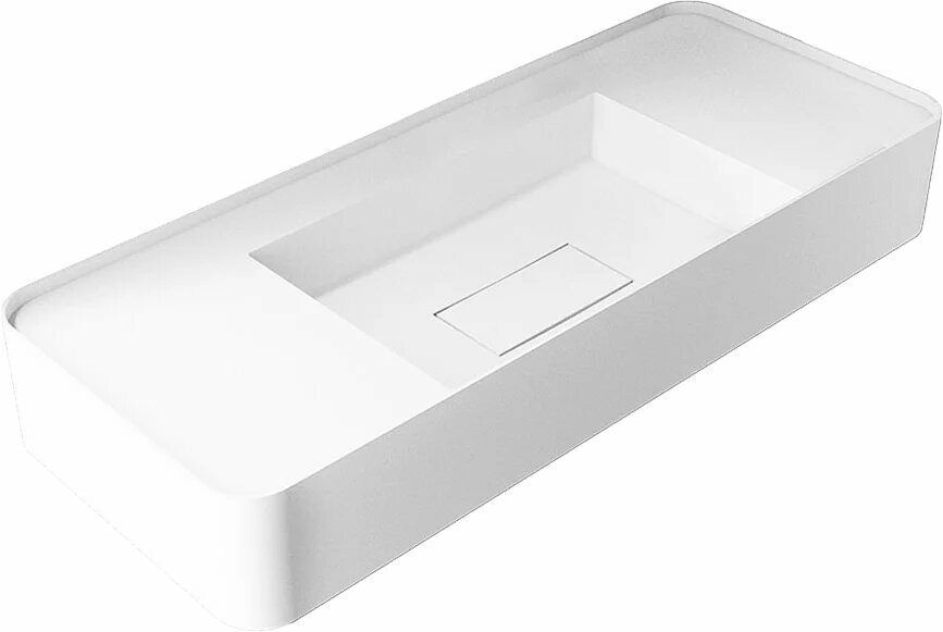 Раковина подвесная Vincea VWB-6S312MW 120 без отверстия под смеситель, из искусственного камня, раковина для ванной, белая, матовая, прямоугольная