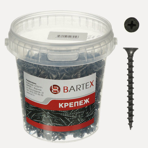 Изображение товара Саморез по дереву и гипсокартону, диаметр 3.5х45 мм, 500 шт, банка, Bartex