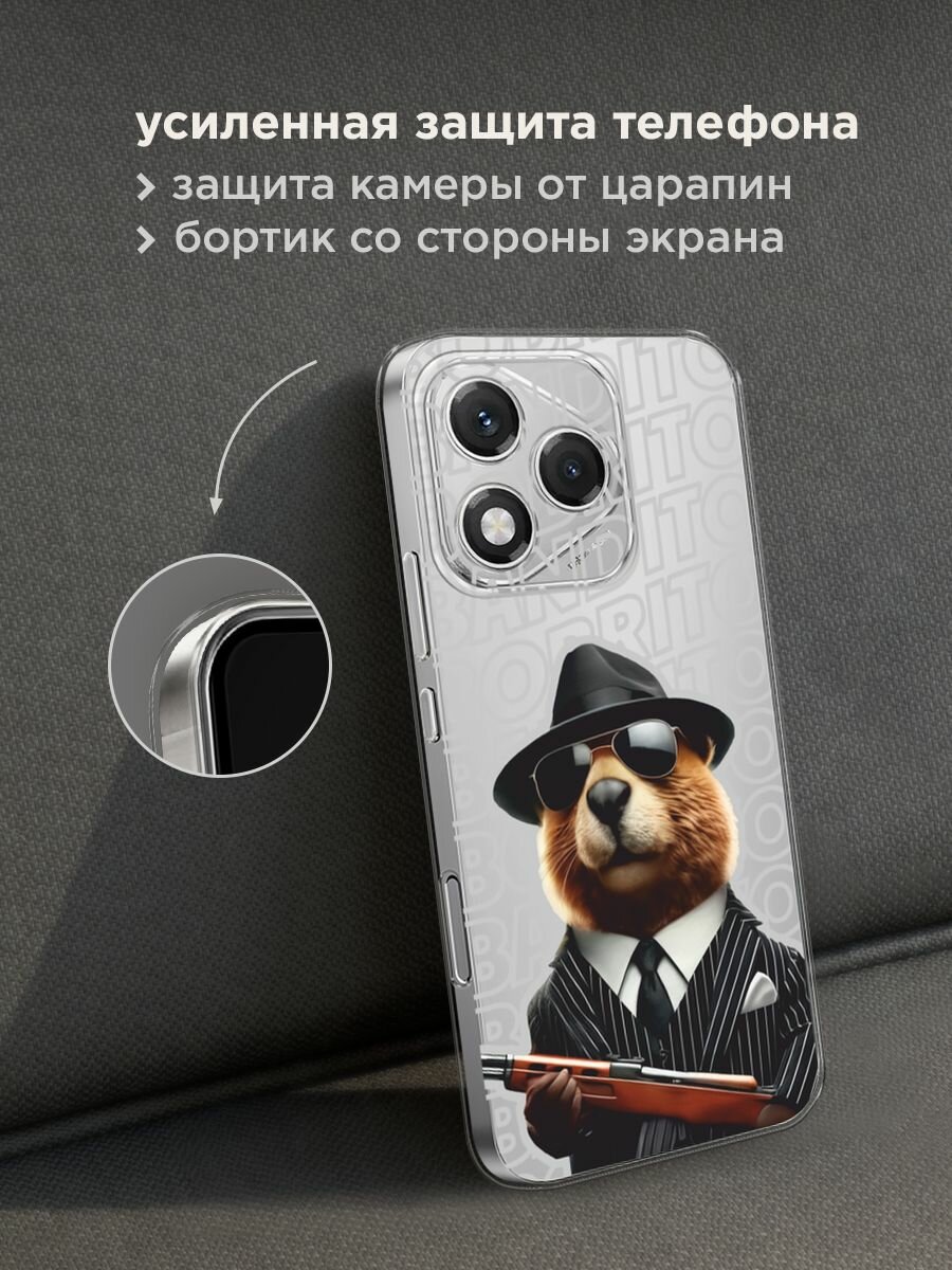 Чехол на Honor 400 Lite / Хонор 400 Лайт с принтом "Бобрито бандито 2", прозрачный — фото 1