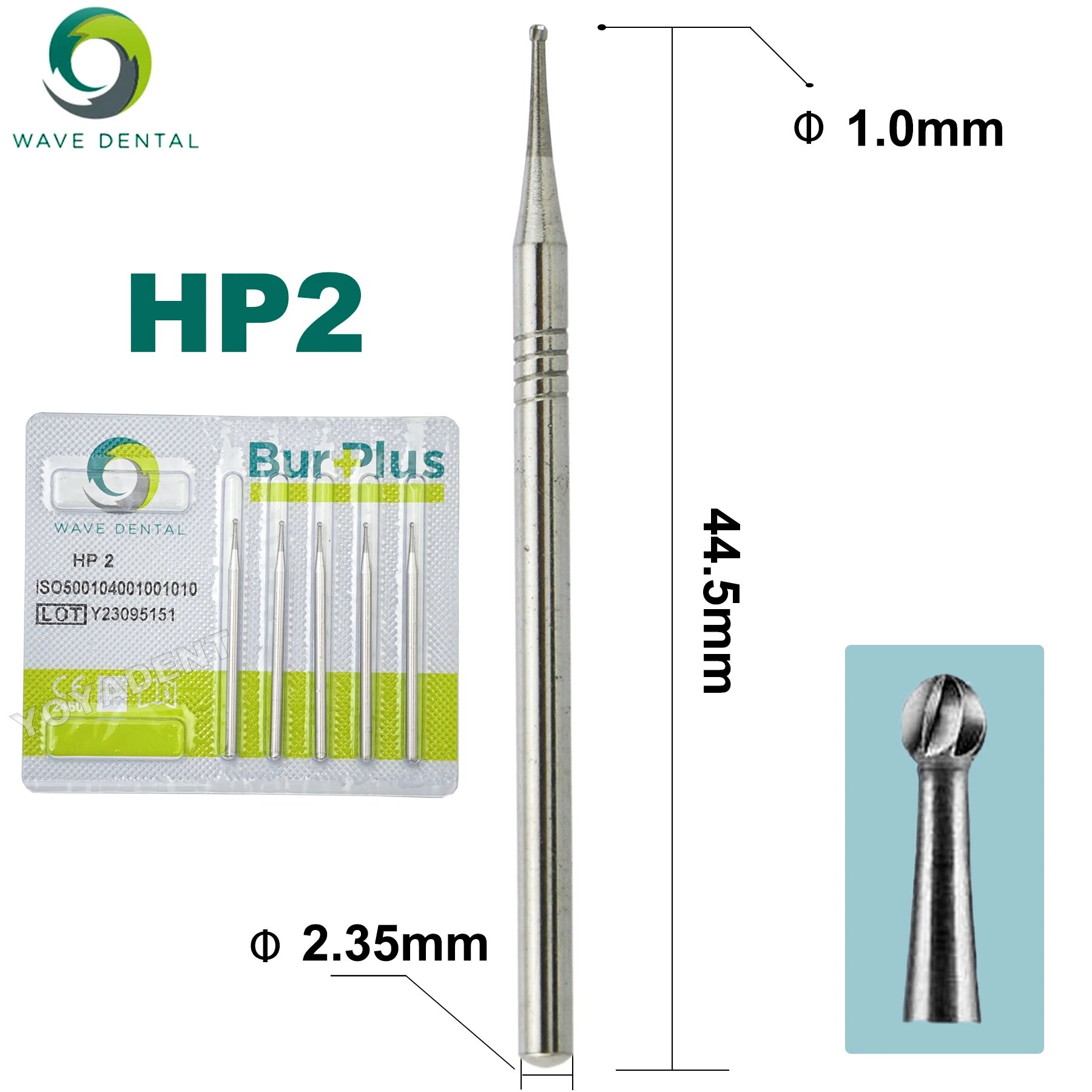 Стоматологические боры WAVE HP2 1.0 мм, 2.35 мм, 44.5 мм