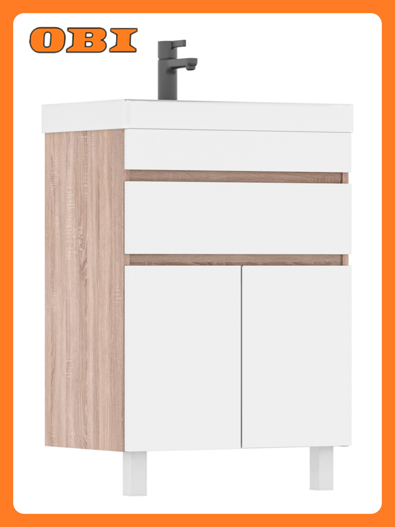 Тумба напольная под раковину VOLNA Conty 60.2D.1Y (9696) 60 см белая