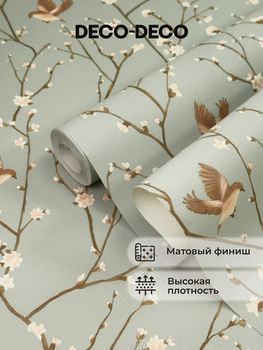 Изображение товара Обои флизелиновые виниловые Julie 6032-04 Deco-Deco, птички, для спальни, гостиной, кухни, коридора, детской, метровые