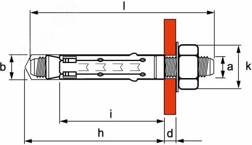 Анкер DKC М10 стандартный со шпилькой, стальной — фото 1
