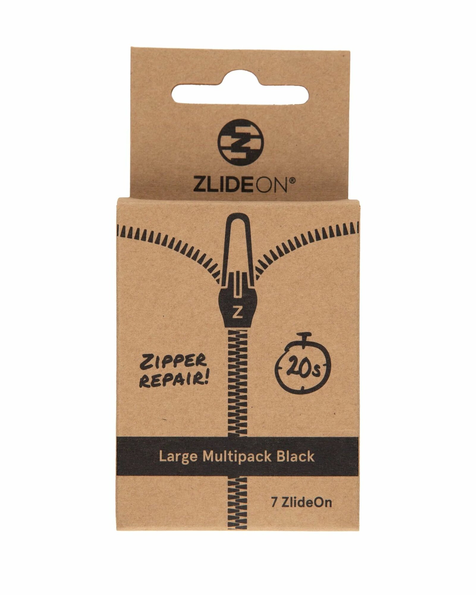 Большой набор из 7 бегунков для молний ZlideOn Large Multipack Zipper (Black)