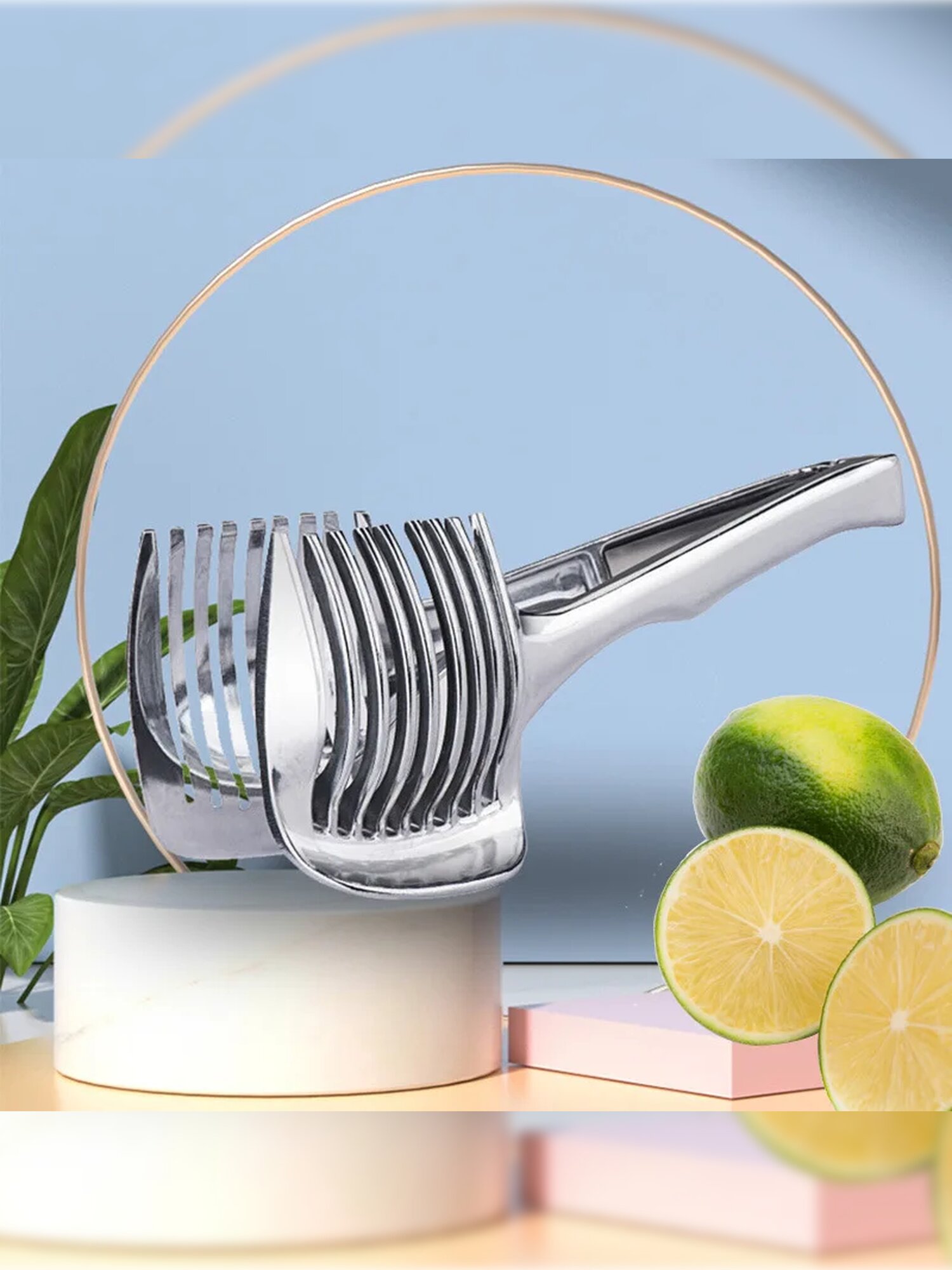 Держатель для нарезки лимона, овощей и фруктов / Фрукто-овощерезка / Щипцы для резки лимона