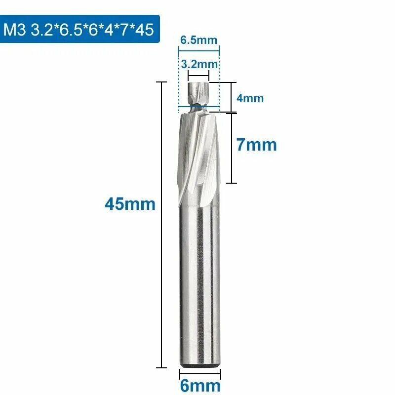 Цековка HSS, М3, 3,2x6,5x6x45мм,1шт.