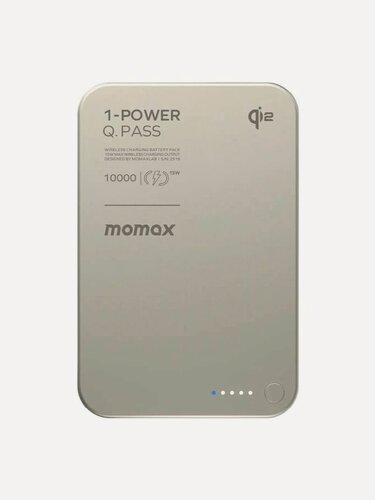 Изображение товара Беспроводной дополнительный аккумулятор (MagSafe) Momax 1-Power Q.Pass Qi2 10000 Ультратонкий Titanium