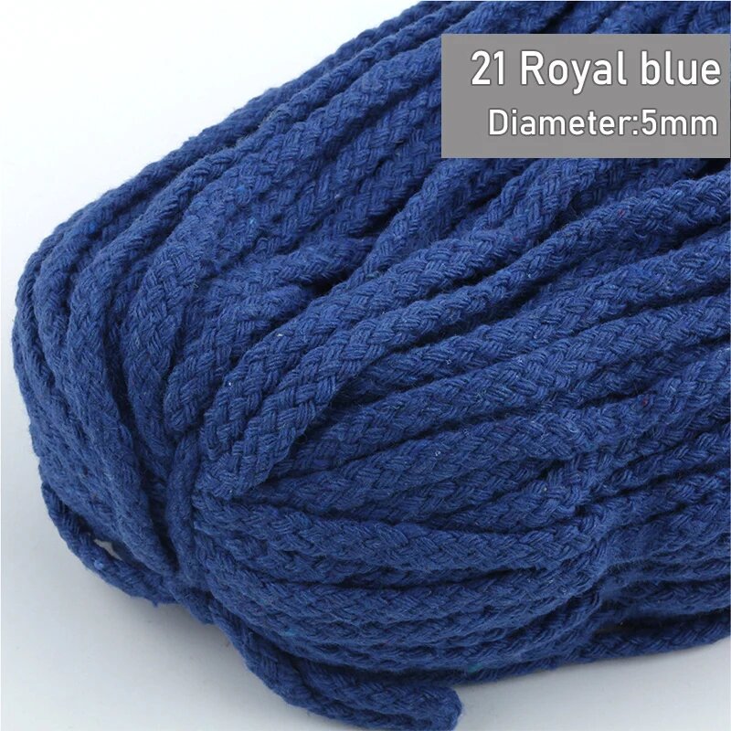 Хлопковая веревка 5 мм, темно-синий (21 Royal blue)