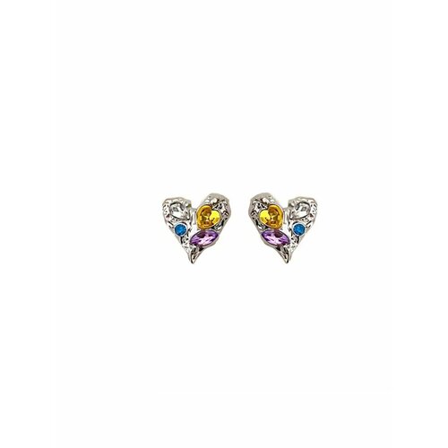 фото Серьги, фианит, фиолетовый, серый, желтый, голубой be self true jewel