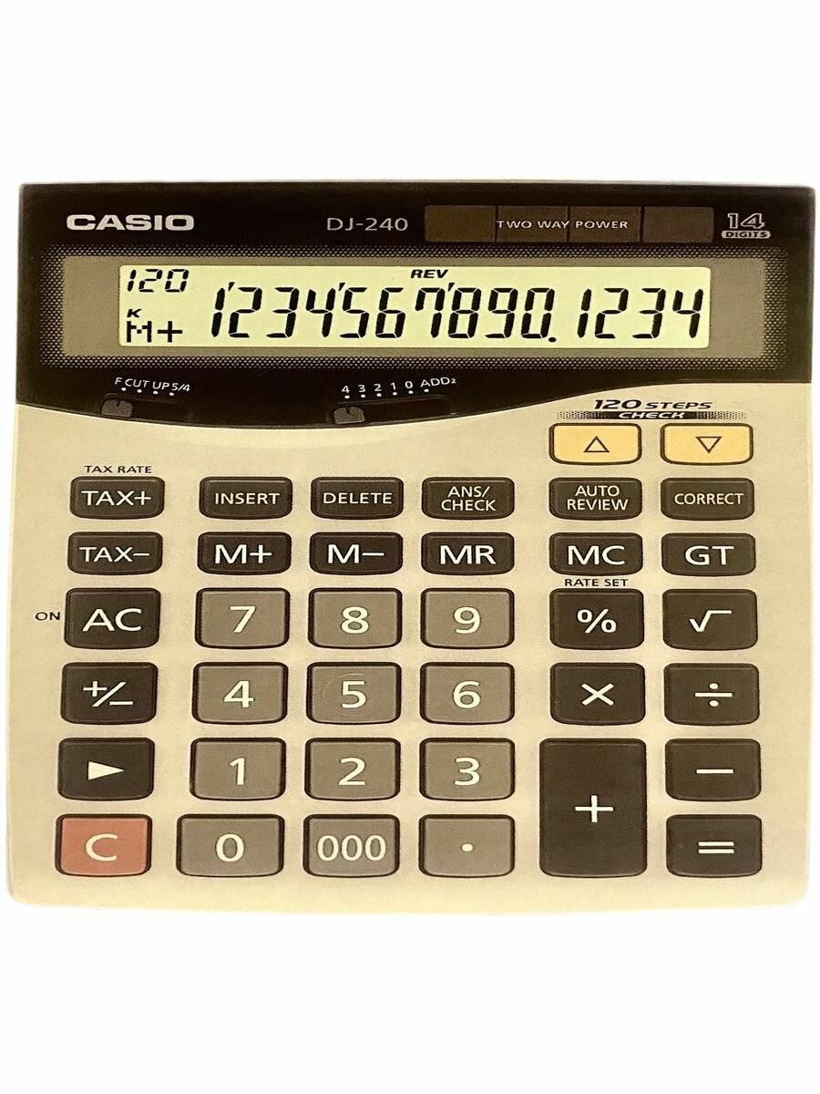 Casio Калькулятор бухгалтерский DJ-240-w,14 разрядный большой, серо-черный 219*146